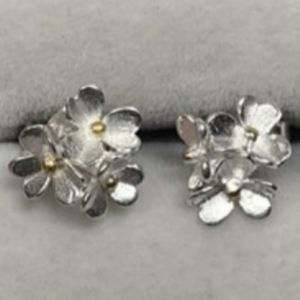 Sterling Silver Two tone Stud Earrings-FINAL PRICE